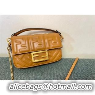 Inexpensive Fendi Baguette Mini Nappa Leather Bag F0135 Caramel Brown 2024