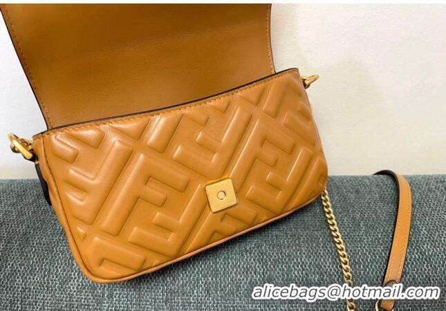 Inexpensive Fendi Baguette Mini Nappa Leather Bag F0135 Caramel Brown 2024