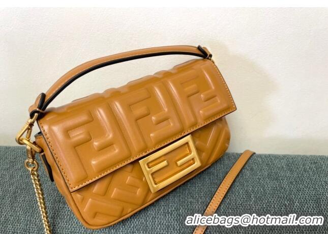 Inexpensive Fendi Baguette Mini Nappa Leather Bag F0135 Caramel Brown 2024