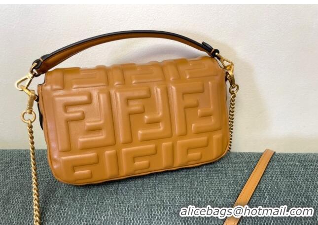 Inexpensive Fendi Baguette Mini Nappa Leather Bag F0135 Caramel Brown 2024