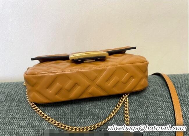 Inexpensive Fendi Baguette Mini Nappa Leather Bag F0135 Caramel Brown 2024