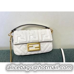 Good Taste Fendi Baguette Mini Nappa Leather Bag F0135 White 2024