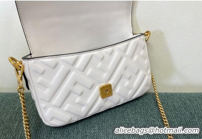 Good Taste Fendi Baguette Mini Nappa Leather Bag F0135 White 2024