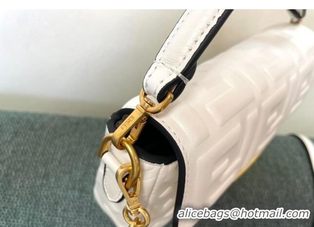 Good Taste Fendi Baguette Mini Nappa Leather Bag F0135 White 2024