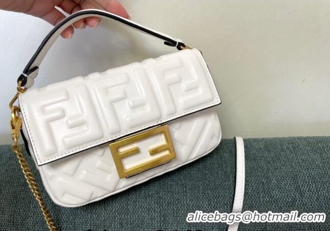 Good Taste Fendi Baguette Mini Nappa Leather Bag F0135 White 2024