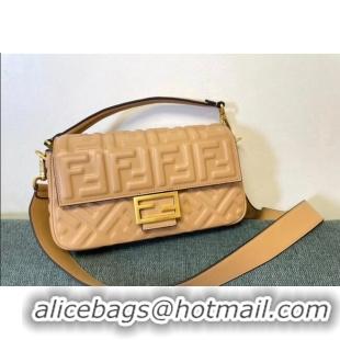 Top Grade Fendi Baguette Medium Nappa Leather Bag FM0135 Apricot 2024