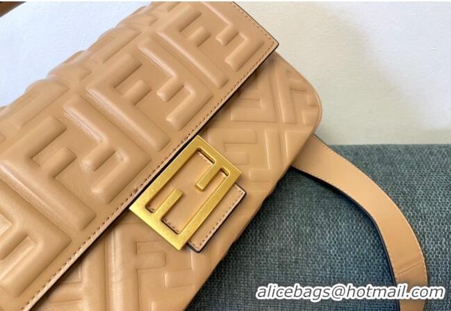 Top Grade Fendi Baguette Medium Nappa Leather Bag FM0135 Apricot 2024