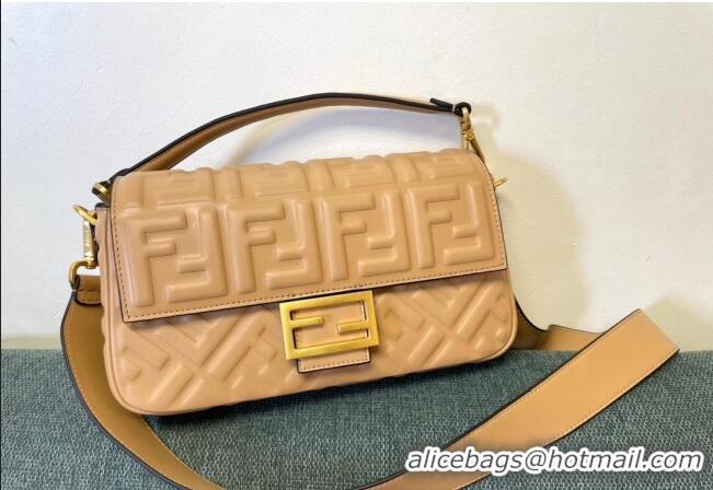 Top Grade Fendi Baguette Medium Nappa Leather Bag FM0135 Apricot 2024