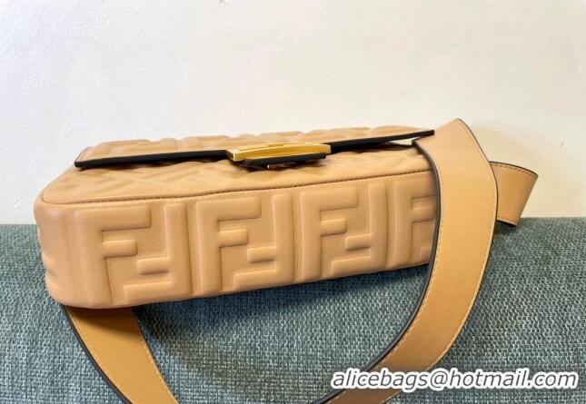 Top Grade Fendi Baguette Medium Nappa Leather Bag FM0135 Apricot 2024