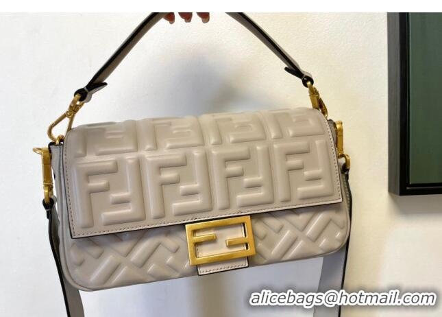 Good Product Fendi Baguette Medium Nappa Leather Bag FM0135 Light Grey 2024