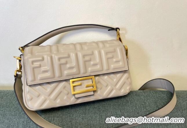 Good Product Fendi Baguette Medium Nappa Leather Bag FM0135 Light Grey 2024