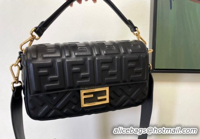 New Style Fendi Baguette Medium Nappa Leather Bag FM0135 Black 2024