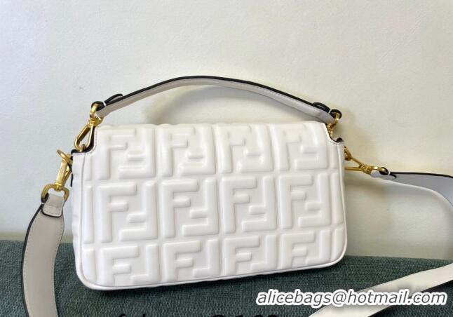 Unique Grade Fendi Baguette Medium Nappa Leather Bag FM0135 White 2024