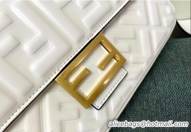 Unique Grade Fendi Baguette Medium Nappa Leather Bag FM0135 White 2024