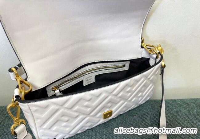 Unique Grade Fendi Baguette Medium Nappa Leather Bag FM0135 White 2024