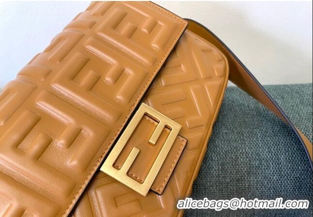 Top Quality Fendi Baguette Medium Nappa Leather Bag FM0135 Caramel Brown 2024