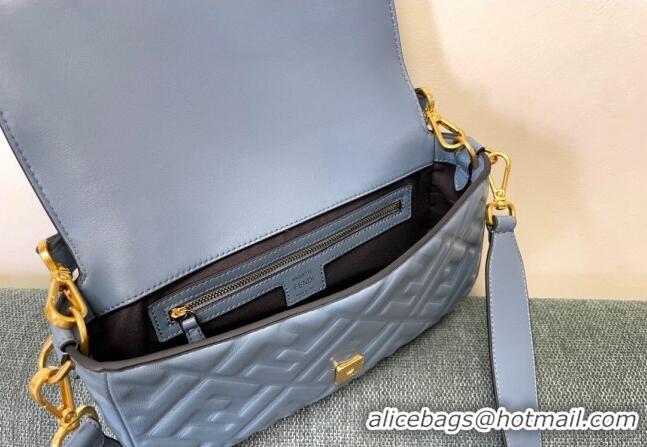 Buy Fashionable Fendi Baguette Medium Nappa Leather Bag FM0135 Dusty Blue 2024