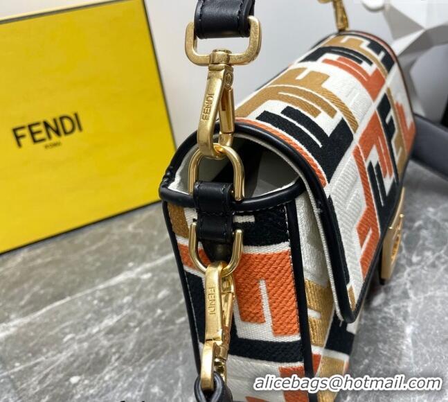 Top Quality Fendi Baguette Medium Bag in Multicolor Canvas bag with FF Embroidery F0523 Orange 2024