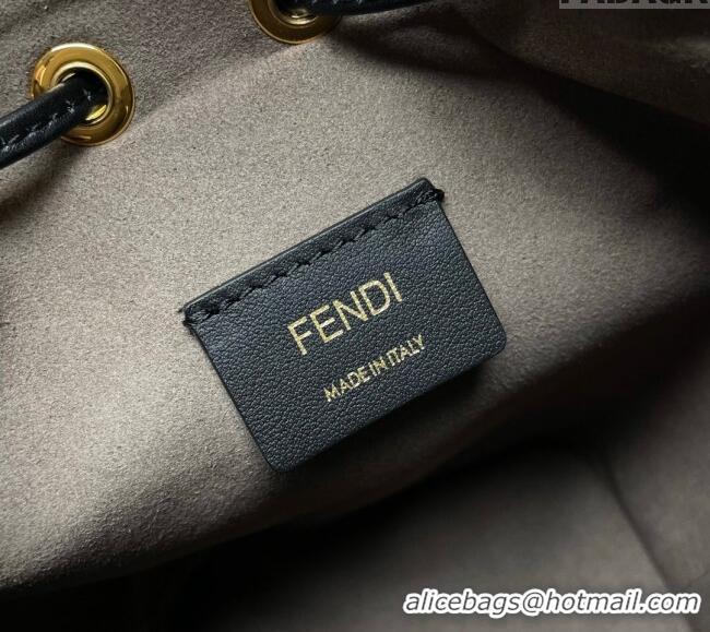 Top Quality Fendi Mon Tresor Mini Bucket Bag in Multicolor Canvas bag with FF Embroidery 0523 Orange 2024