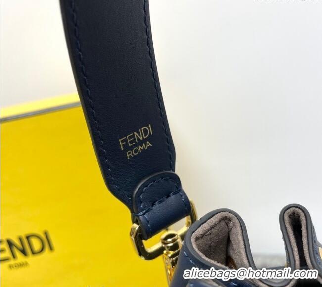 Super Quality Fendi Mon Tresor Mini Bucket Bag in Multicolor Canvas bag with FF Embroidery F0523 Blue 2024