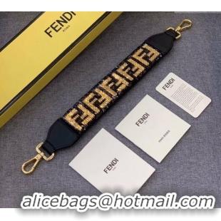 Popular Style Fendi Strap You Shoulder Strap with Sequins F3108 Black/Gold 2024(No Refund or Change)