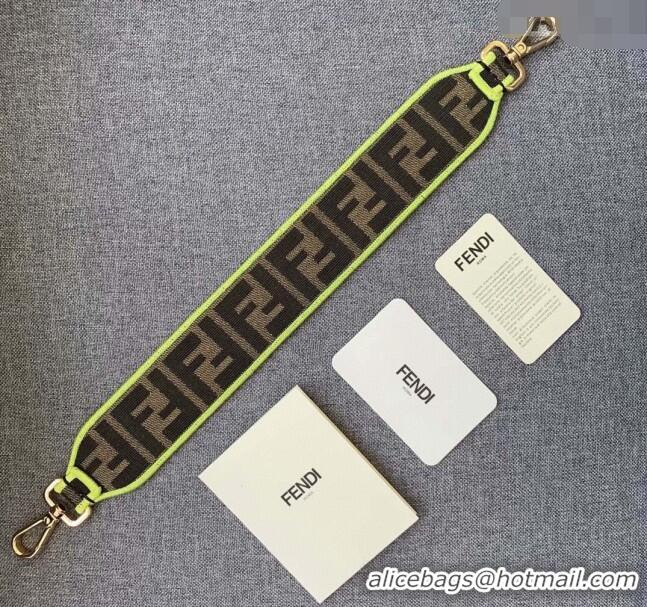 Discount Fendi Strap You Roman Canvas Shoulder Strap with Neon YF3108 Yellow Trim 2024 (No Refund or Change)