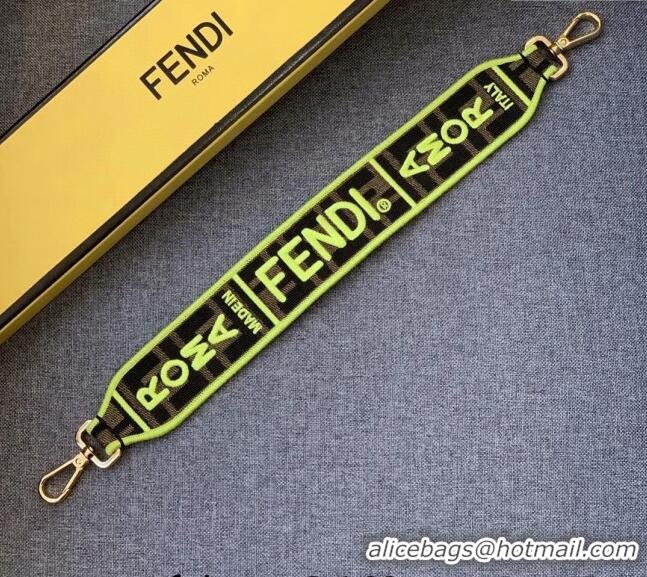 Discount Fendi Strap You Roman Canvas Shoulder Strap with Neon YF3108 Yellow Trim 2024 (No Refund or Change)