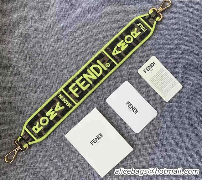 Discount Fendi Strap You Roman Canvas Shoulder Strap with Neon YF3108 Yellow Trim 2024 (No Refund or Change)