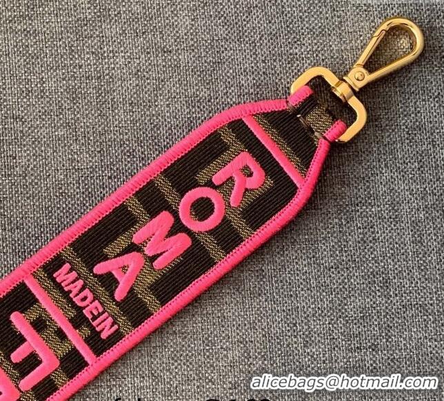 Inexpensive Fendi Strap You Roman Canvas Shoulder Strap with Neon YF3108 Neon Pink Trim ( No Refund or Change)