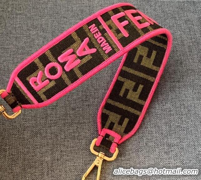 Inexpensive Fendi Strap You Roman Canvas Shoulder Strap with Neon YF3108 Neon Pink Trim ( No Refund or Change)