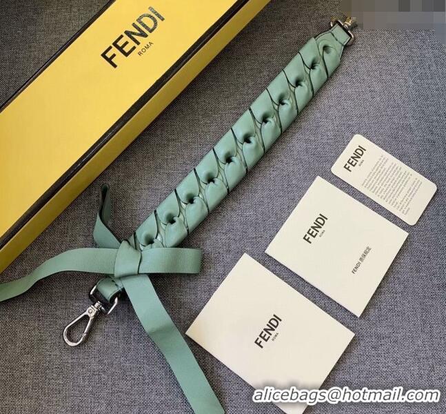 Trendy Design Fendi Strap You Braidede Leather Shoulder Strap with Bow F3108 Green (No Refund or Change)