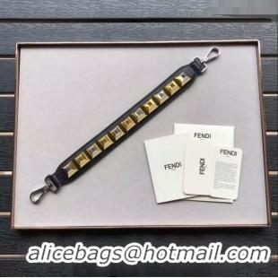 Modern Grade Fendi Strap You Leather Shoulder Strap with Maxi Studs F3114 Black 2024 (No Refund or Change)