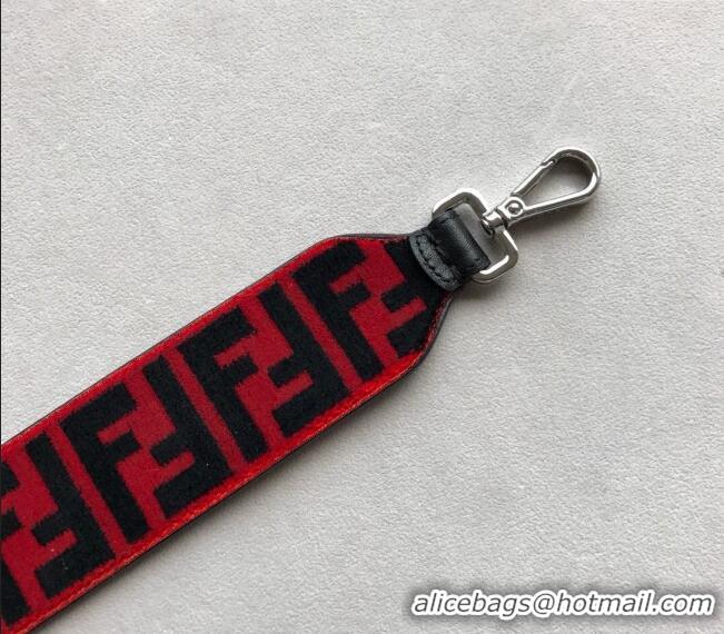 Low Price Fendi Strap You Velvet Shoulder Strap F3116 Red/Black 2024 (No Refund or Change)