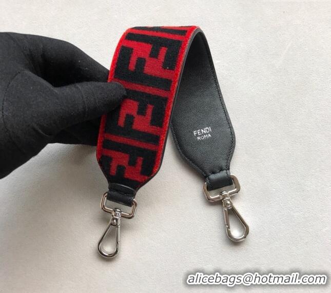 Low Price Fendi Strap You Velvet Shoulder Strap F3116 Red/Black 2024 (No Refund or Change)