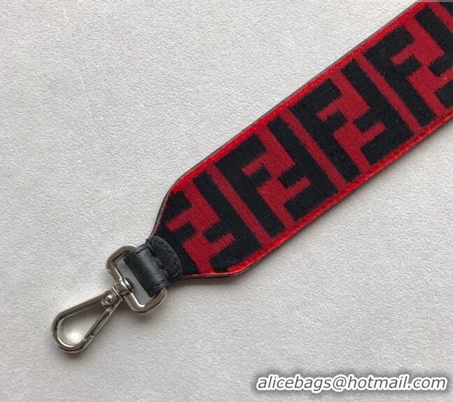 Low Price Fendi Strap You Velvet Shoulder Strap F3116 Red/Black 2024 (No Refund or Change)