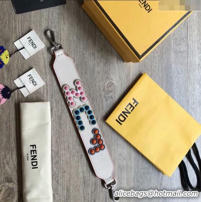 Super Quality Fendi Strap You Leather Shoulder Strap with Letter Patch F3118 White 2024 (No Refund or Change)