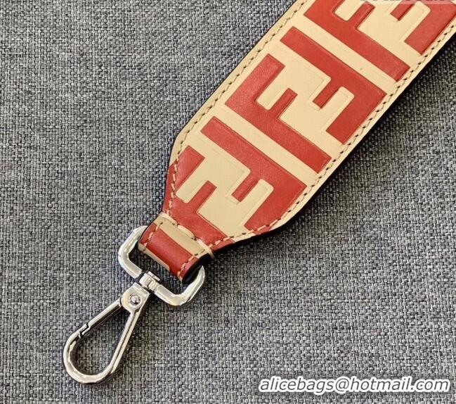 Promotional Fendi Strap You Leather Shoulder Strap F3118 Beige/Red (No Refund or Change)