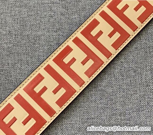 Promotional Fendi Strap You Leather Shoulder Strap F3118 Beige/Red (No Refund or Change)