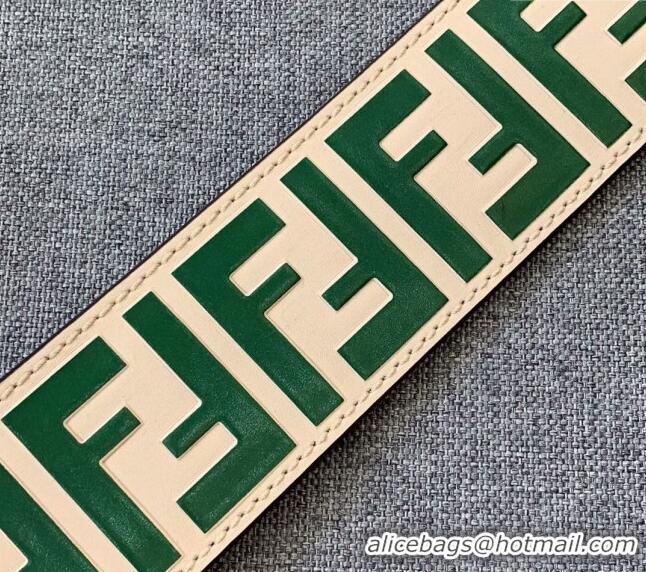 Well Crafted Fendi Strap You Leather Shoulder Strap F3118 Beige/Green 2024 (No Refund or Change)