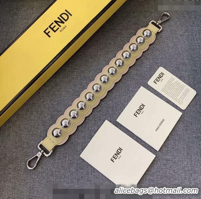 Top Grade Fendi Strap You Waved Leather Shoulder Strap with Round Studs F3127 Yellow/Pink 2024 (No Refund or Change)