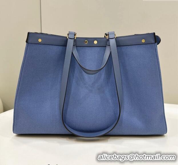 Reasonable Price Fendi Medium X-Tote Bag in FF Canvas 8265A Sky Blue 2024