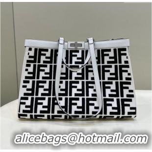 Super Quality Fendi Medium X-Tote Bag in FF Canvas 8265A White/Black 2024