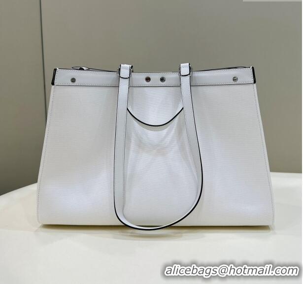 Super Quality Fendi Medium X-Tote Bag in FF Canvas 8265A White/Black 2024