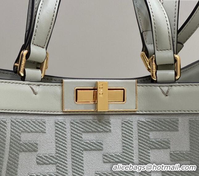 Most Popular Fendi Medium X-Tote Bag in FF Canvas 8265A Light Green 2024