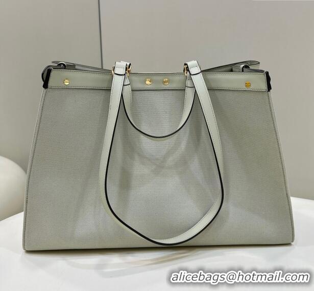 Most Popular Fendi Medium X-Tote Bag in FF Canvas 8265A Light Green 2024