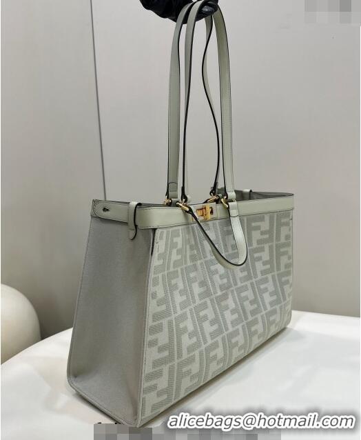 Most Popular Fendi Medium X-Tote Bag in FF Canvas 8265A Light Green 2024