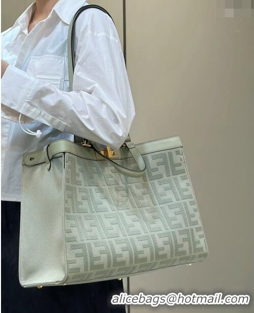 Most Popular Fendi Medium X-Tote Bag in FF Canvas 8265A Light Green 2024