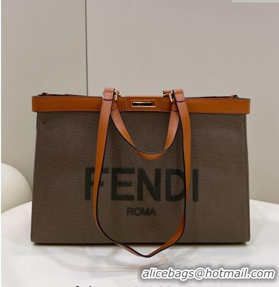 Grade Quality Fendi Medium X-Tote Bag in FF Canvas 8265A Green/Brown 2024