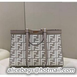 Famous Brand Fendi Peekaboo X-Tote Bag in FF Canvas 8265A Grey/White 2024