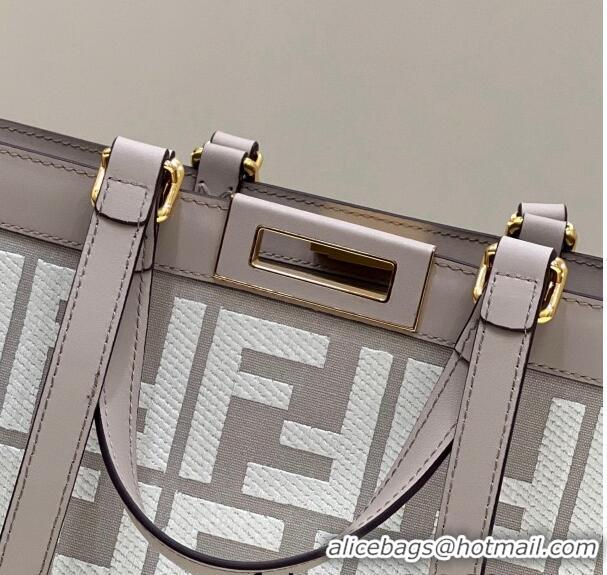 Famous Brand Fendi Peekaboo X-Tote Bag in FF Canvas 8265A Grey/White 2024